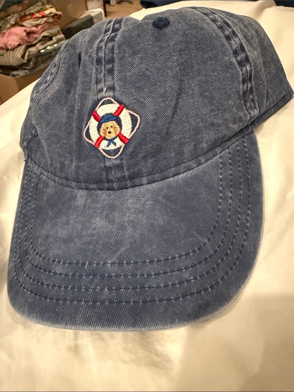 ANTHROPOLOGIE FRASIER STERLING CAP in Faded Navy with Embroidery NWT sz OS